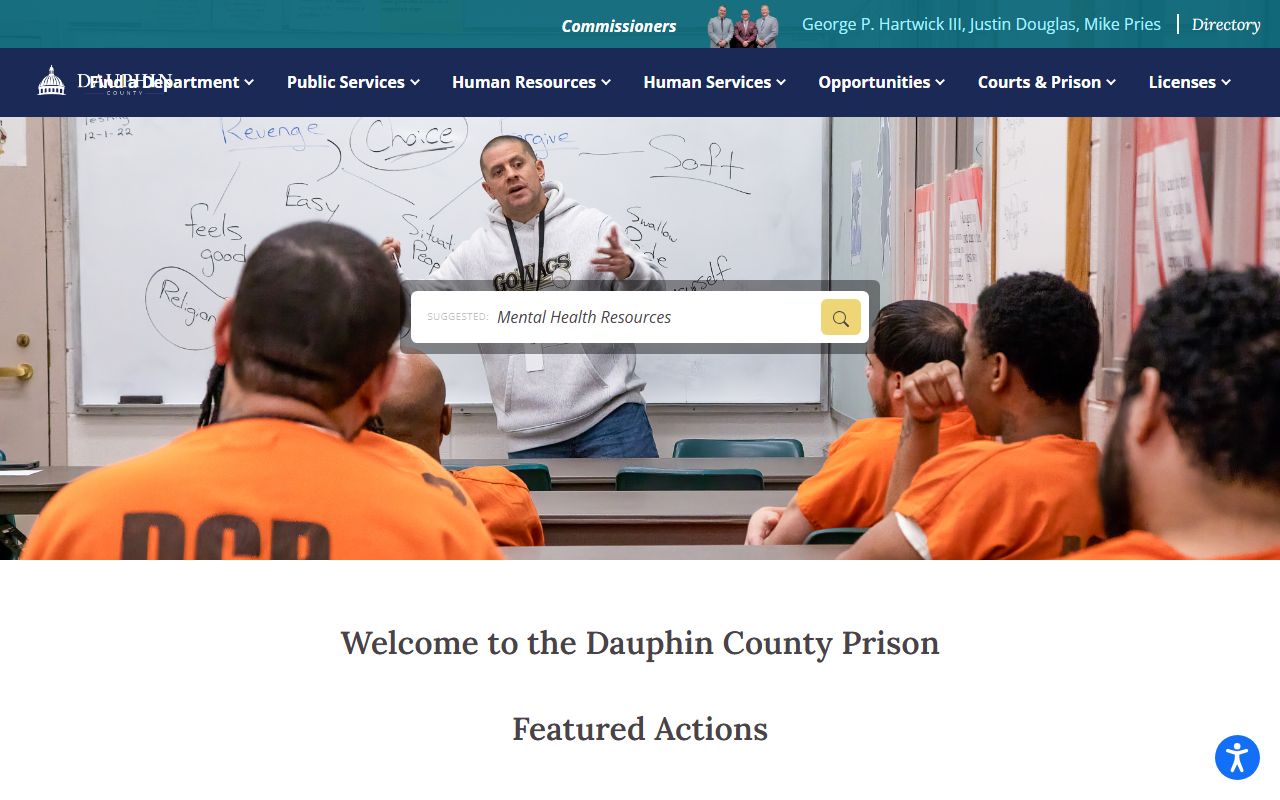 Dauphin County Prison inmate lookup and facility information page