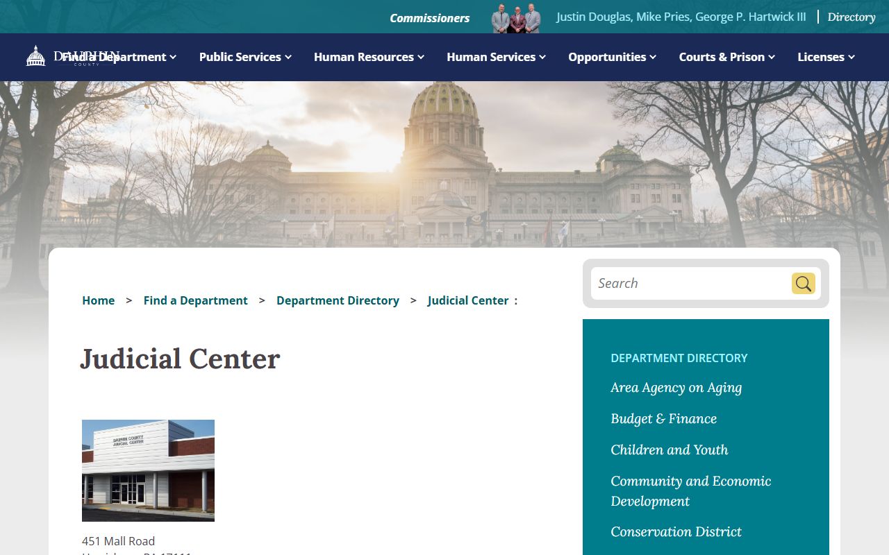 Dauphin County Judicial Center Central Booking custody and Night Court information